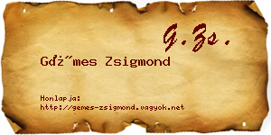 Gémes Zsigmond névjegykártya